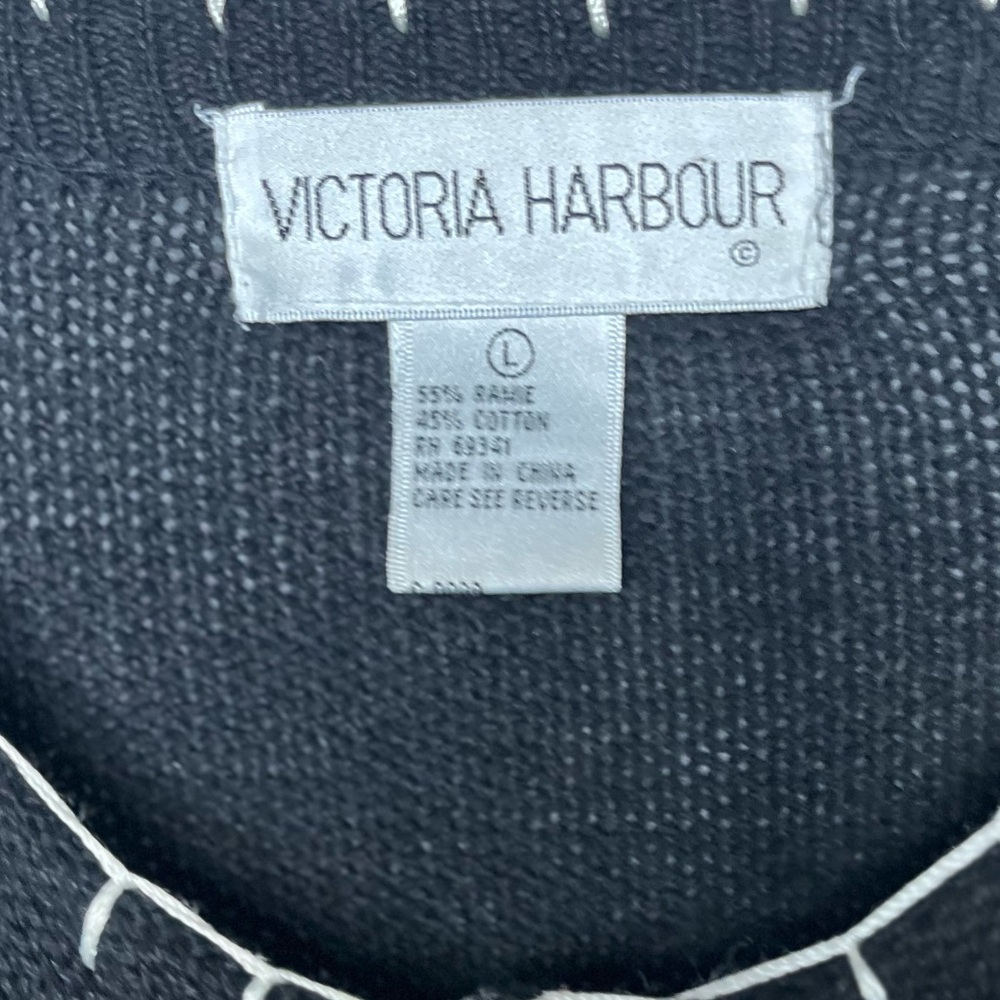 Vintage Victoria Harbour Cardigan Knit Beaded Sweater Black Gold Y2K L - Picture 4 of 13